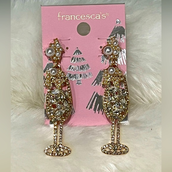 🌴 NWT FRANCESCAS CHAMPAGNE CELEBRATION EARRINGS - Picture 1 of 1